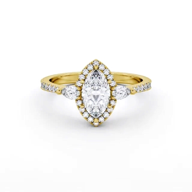 Halo Marquise Diamond Engagement Ring 18K Yellow Gold - Lanaya ENMA35_YG_HAND