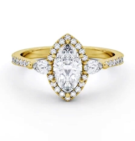 Halo Marquise with Pear Diamond Engagement Ring 9K Yellow Gold ENMA35_YG_THUMB1