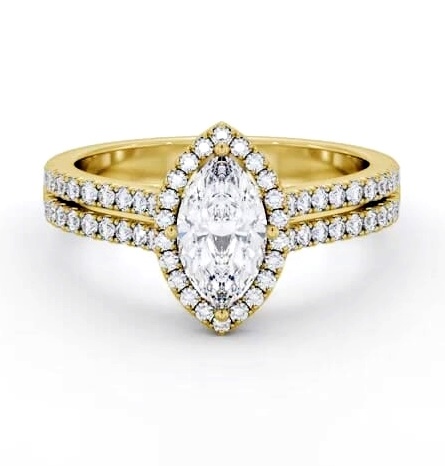 Halo Marquise Diamond Split Band Engagement Ring 18K Yellow Gold ENMA36_YG_THUMB1