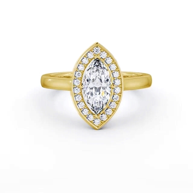 Halo Marquise Diamond Engagement Ring 18K Yellow Gold - Michal ENMA37_YG_HAND