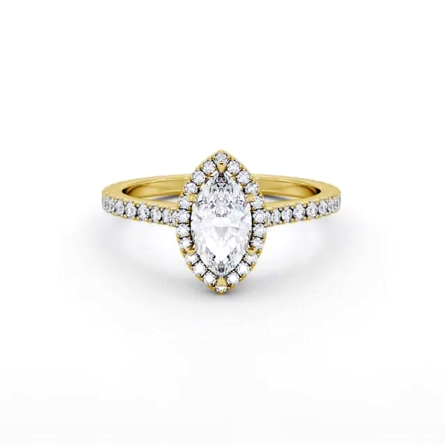 Halo Marquise Diamond Engagement Ring 18K Yellow Gold - Amoura ENMA38_YG_HAND