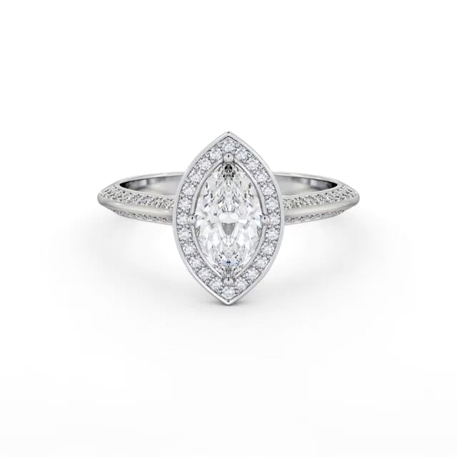 Halo Marquise Diamond Engagement Ring 18K White Gold - Damaris ENMA39_WG_HAND