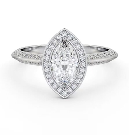 Halo Marquise Diamond with Knife Edge Band Engagement Ring 18K White Gold ENMA39_WG_THUMB2 