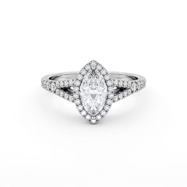 Halo Marquise Diamond Engagement Ring 18K White Gold - Milena ENMA40_WG_HAND
