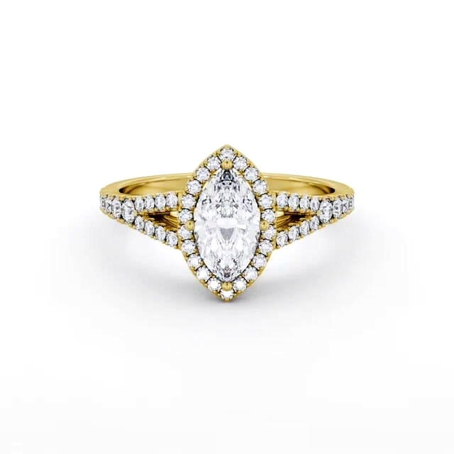 Halo Marquise Diamond Engagement Ring 18K Yellow Gold - Milena ENMA40_YG_HAND