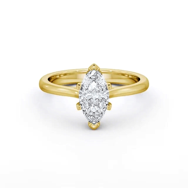 Marquise Diamond Engagement Ring 9K Yellow Gold Solitaire - Elvia ENMA5_YG_HAND