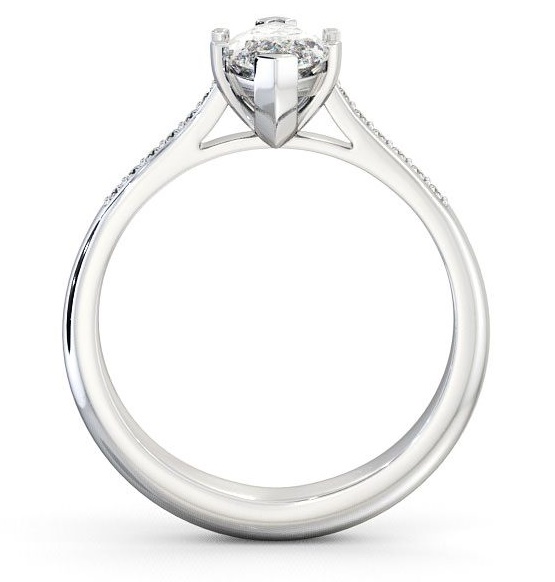 Marquise Diamond Classic 6 Prong Engagement Ring 18K White Gold Solitaire with Channel Set Side Stones ENMA5S_WG_THUMB1
