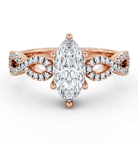 Marquise Diamond Infinity Style Band Ring 9K Rose Gold Solitaire ENMA6_RG_THUMB1