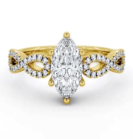 Marquise Diamond Infinity Style Band Ring 18K Yellow Gold Solitaire ENMA6_YG_THUMB1