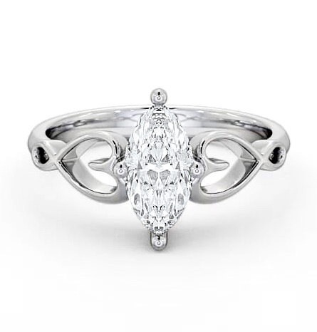 Marquise Diamond with Heart Band Engagement Ring 18K White Gold Solitaire ENMA7_WG_THUMB2 