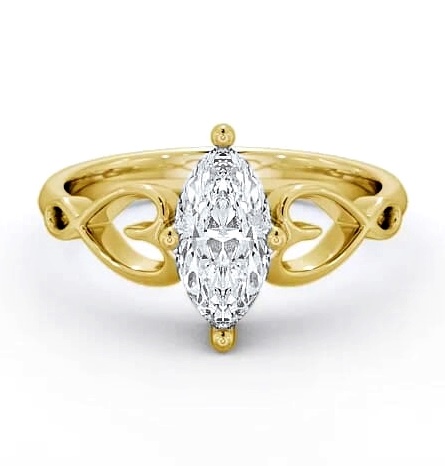 Marquise Diamond with Heart Band Ring 9K Yellow Gold Solitaire ENMA7_YG_THUMB1