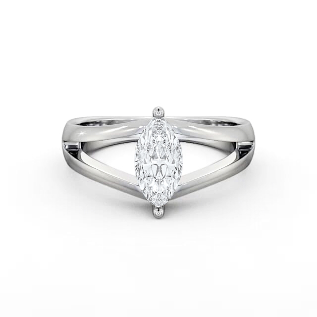 Marquise Diamond Engagement Ring 18K White Gold Solitaire - Roselynn ENMA8_WG_HAND