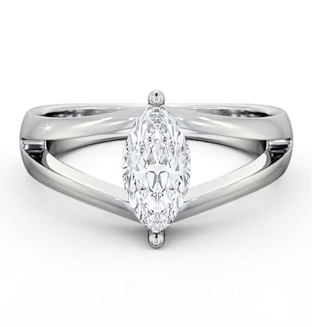 Marquise Diamond Split Band Engagement Ring Platinum Solitaire ENMA8_WG_THUMB2 