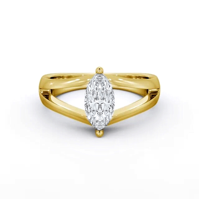 Marquise Diamond Engagement Ring 18K Yellow Gold Solitaire - Roselynn ENMA8_YG_HAND