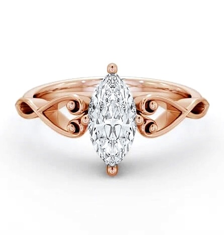 Marquise Diamond with Heart Band Ring 9K Rose Gold Solitaire ENMA9_RG_THUMB1