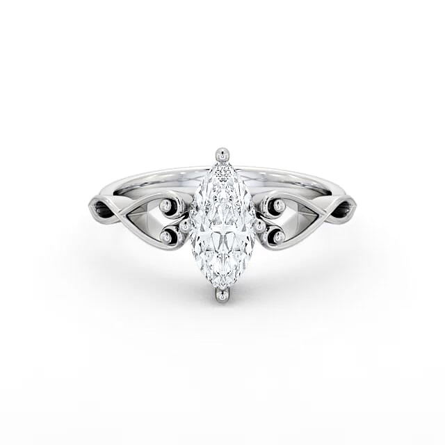 Marquise Diamond Engagement Ring Palladium Solitaire - Anisha ENMA9_WG_HAND