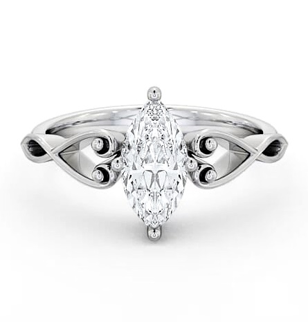 Marquise Diamond with Heart Band Ring 18K White Gold Solitaire ENMA9_WG_THUMB2 