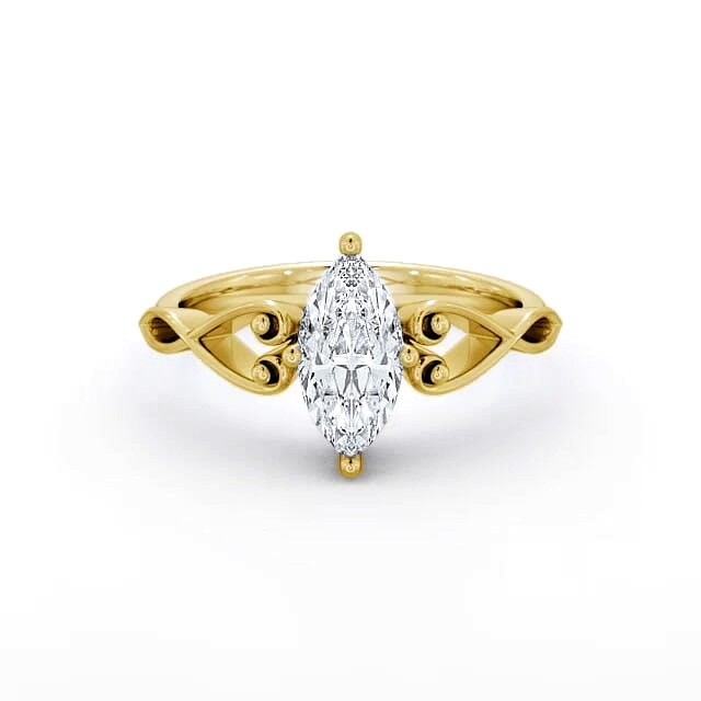 Marquise Diamond Engagement Ring 18K Yellow Gold Solitaire - Anisha ENMA9_YG_HAND