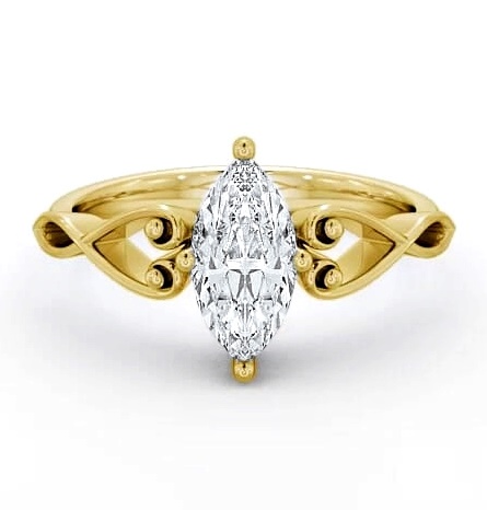 Marquise Diamond with Heart Band Ring 9K Yellow Gold Solitaire ENMA9_YG_THUMB1