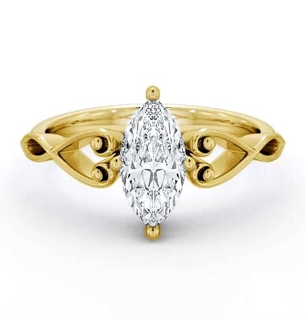 Marquise Diamond with Heart Band Ring 18K Yellow Gold Solitaire ENMA9_YG_THUMB2 