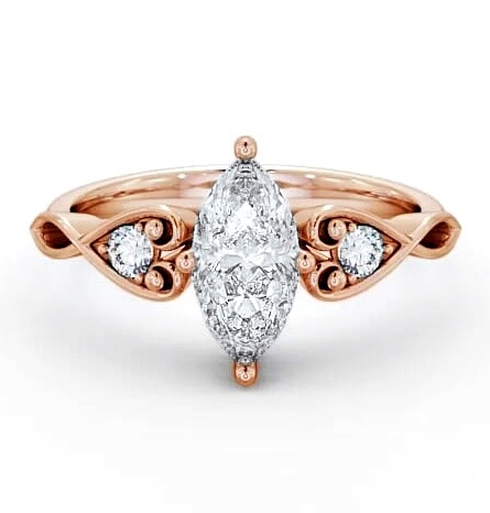 Marquise Diamond Engagement Ring 9K Rose Gold Solitaire with Channel ENMA9S_RG_THUMB1