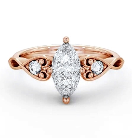 Marquise Diamond Engagement Ring 18K Rose Gold Solitaire with Channel ENMA9S_RG_THUMB2 