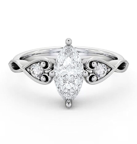 Marquise Diamond Engagement Ring 18K White Gold Solitaire with Channel Set Side Stones ENMA9S_WG_THUMB2 