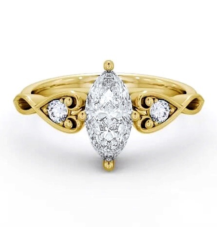 Marquise Diamond Engagement Ring 18K Yellow Gold Solitaire ENMA9S_YG_THUMB1