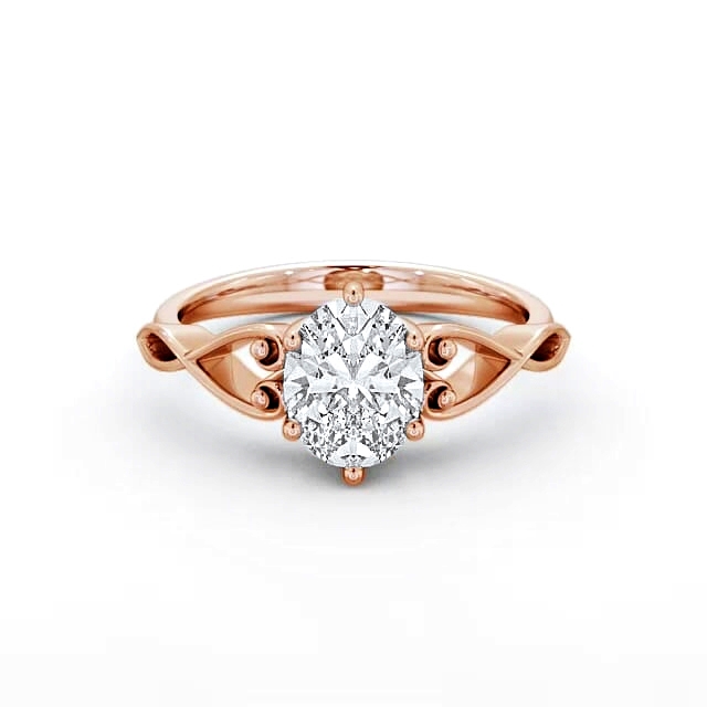 Oval Diamond Engagement Ring 9K Rose Gold Solitaire - Lorelai ENOV11_RG_HAND