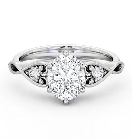 Oval Diamond with Heart Band Engagement Ring Platinum Solitaire ENOV11S_WG_THUMB1