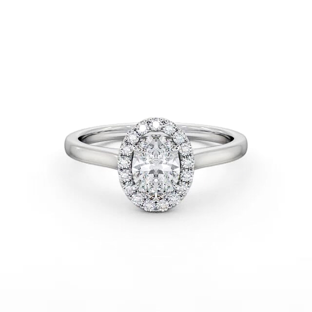 Halo Oval Diamond Engagement Ring Palladium - Bailey ENOV12_WG_HAND