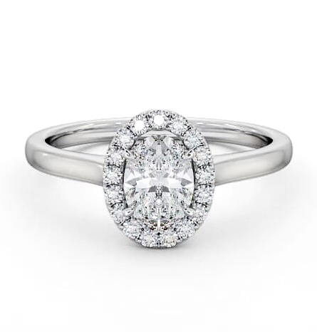 Halo Oval Diamond Classic Engagement Ring 18K White Gold ENOV12_WG_THUMB2 