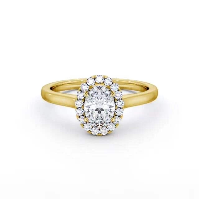 Halo Oval Diamond Engagement Ring 18K Yellow Gold - Bailey ENOV12_YG_HAND
