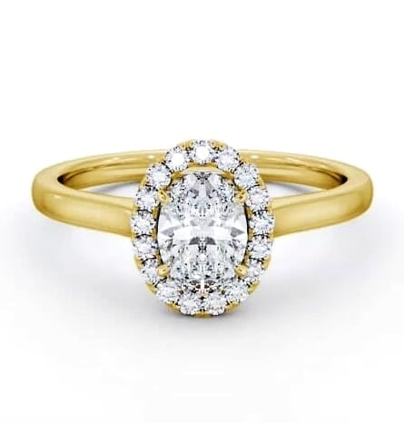 Halo Oval Diamond Classic Engagement Ring 9K Yellow Gold ENOV12_YG_THUMB1