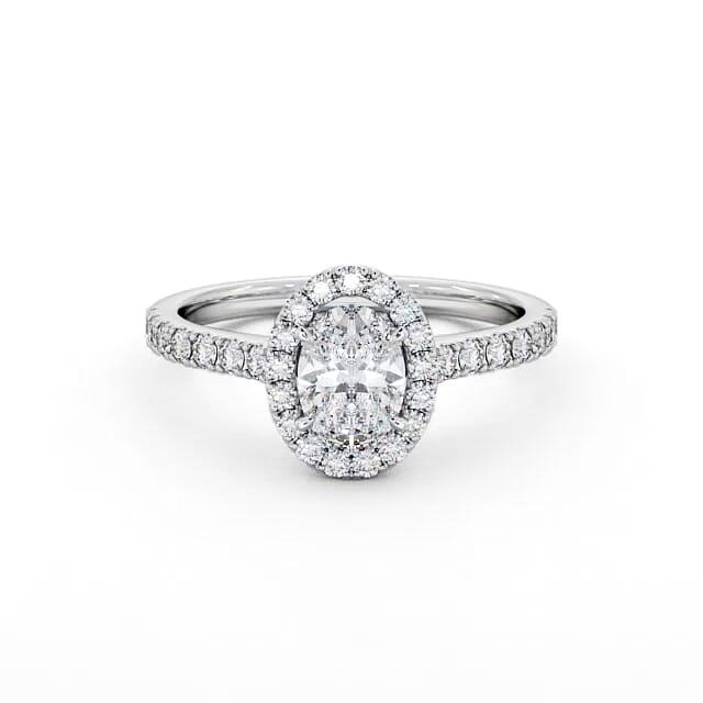 Halo Oval Diamond Engagement Ring 18K White Gold - Lilliana ENOV13_WG_HAND