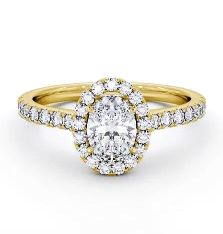 Halo Oval Diamond Classic Engagement Ring 9K Yellow Gold ENOV13_YG_THUMB1