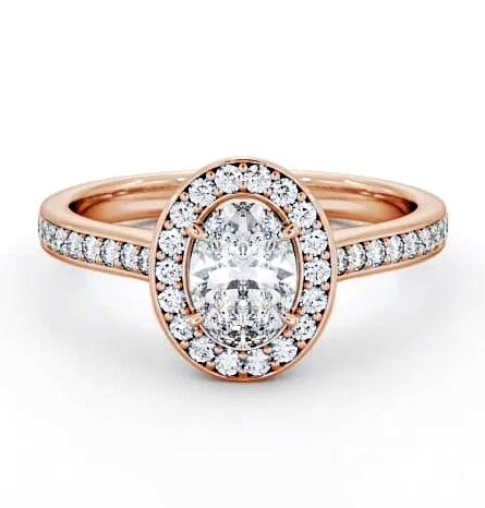 Halo Oval Diamond Traditional Engagement Ring 18K Rose Gold ENOV14_RG_THUMB1