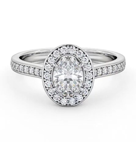 Halo Oval Diamond Traditional Engagement Ring 18K White Gold ENOV14_WG_THUMB2 