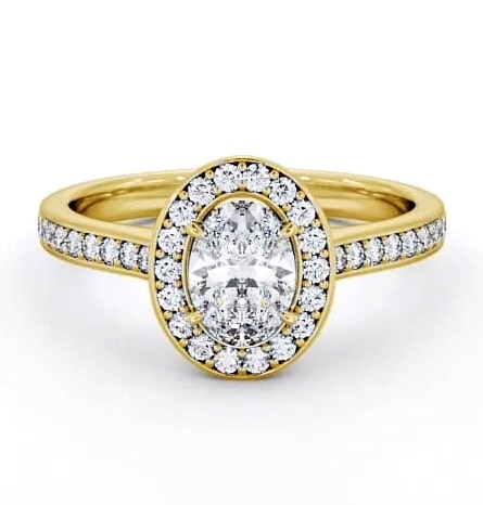 Halo Oval Diamond Traditional Engagement Ring 18K Yellow Gold ENOV14_YG_THUMB1