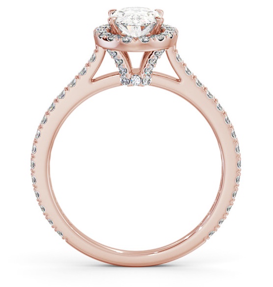 Halo Oval Ring with Diamond Set Supports 9K Rose Gold ENOV15_RG_THUMB1 