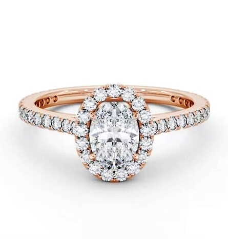 Halo Oval Ring with Diamond Set Supports 18K Rose Gold ENOV15_RG_THUMB1