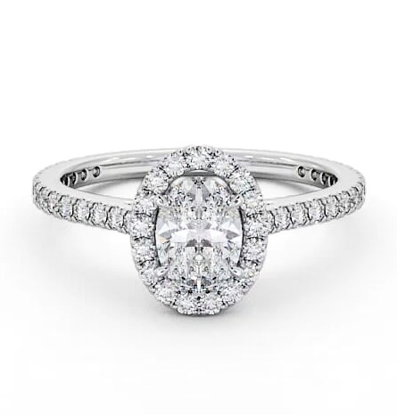 Halo Oval Diamond Engagement Ring with Diamond Set Supports Platinum ENOV15_WG_THUMB2 