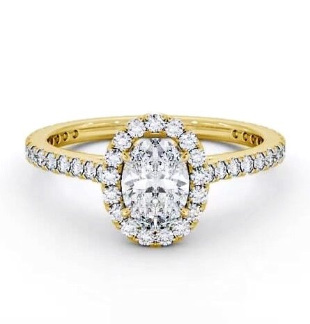 Halo Oval Ring with Diamond Set Supports 9K Yellow Gold ENOV15_YG_THUMB1