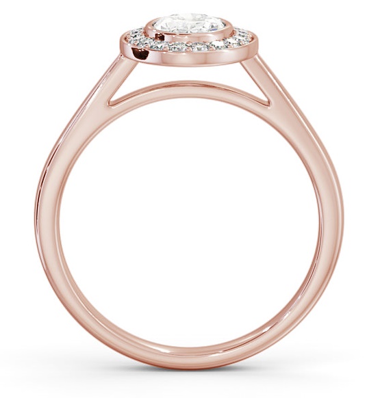 Halo Oval Diamond Bezel Set Engagement Ring 18K Rose Gold ENOV16_RG_THUMB1 