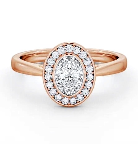 Halo Oval Diamond Bezel Set Engagement Ring 18K Rose Gold ENOV16_RG_THUMB2 