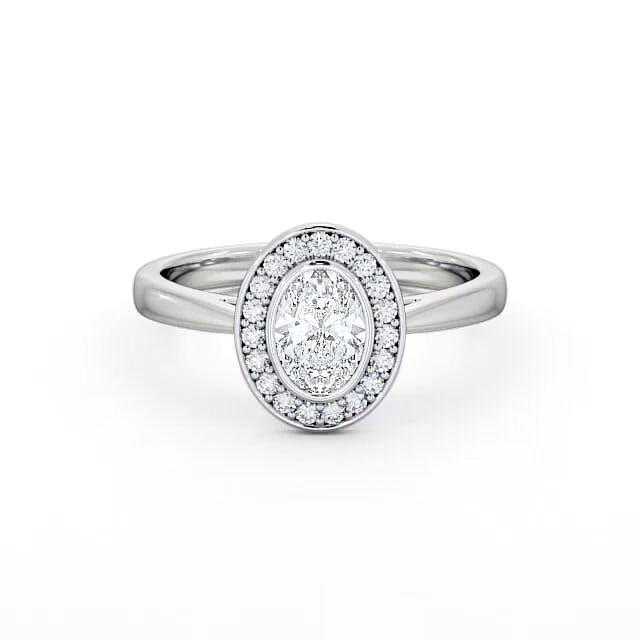 Halo Oval Diamond Engagement Ring 18K White Gold - Shanvi ENOV16_WG_HAND