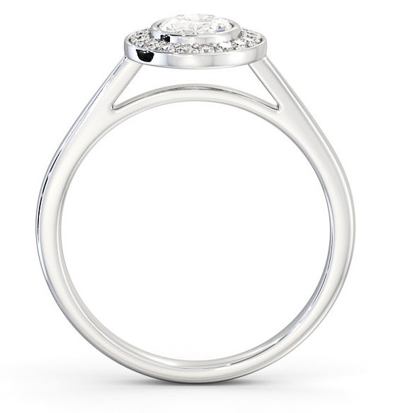 Halo Oval Diamond Bezel Set Engagement Ring Platinum ENOV16_WG_THUMB1 