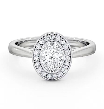 Halo Oval Diamond Bezel Set Engagement Ring Platinum ENOV16_WG_THUMB2 