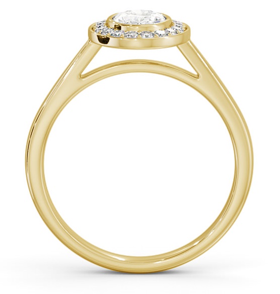 Halo Oval Diamond Bezel Set Engagement Ring 18K Yellow Gold ENOV16_YG_THUMB1 