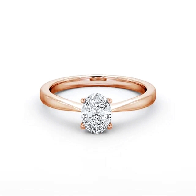 Oval Diamond Engagement Ring 18K Rose Gold Solitaire - Portia ENOV17_RG_HAND